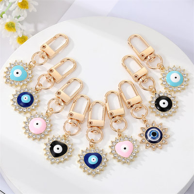 新品Heart Sun Evil Eye Keychain Keyring For Friend Couple