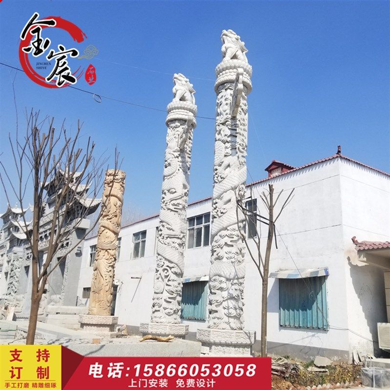 石雕厂家龙f柱花岗岩龙柱天然石材石龙柱华表龙柱