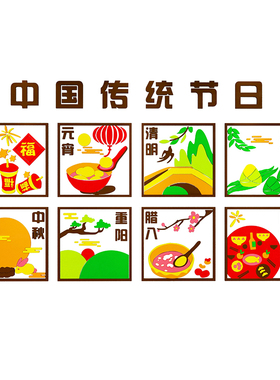 中国传统节日幼儿园环境创主题楼梯墙面装饰成品教室布置文化墙贴