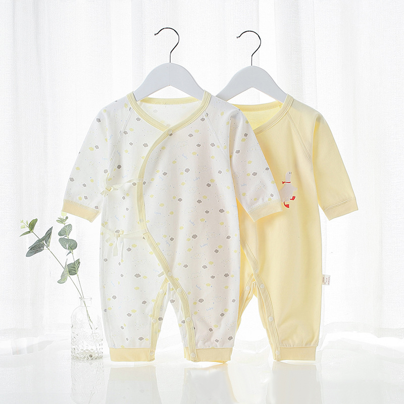 速发Spring Autumn Newborn Baby Romper Soild Color Baby Cloth