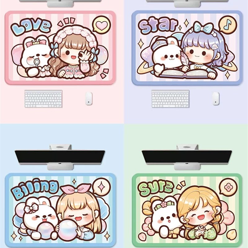 提拉多桌垫鼠标垫超大号可爱卡通书桌垫子学生儿童女孩学习桌专用