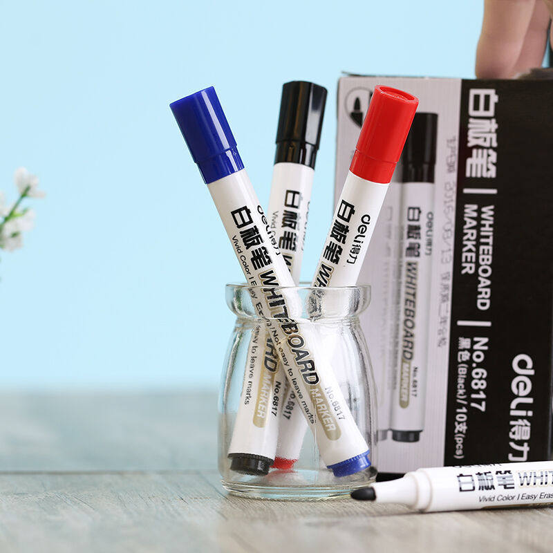 델리 6817 지울 수 있는 화이트보드 펜 선생님이 방수 검정색 어린이색 빨간색 파란색 칠판 화판에 써주세요