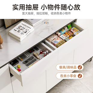 大理石纹色餐柜靠墙一体客厅置物柜子收纳柜现代简约轻奢茶水柜