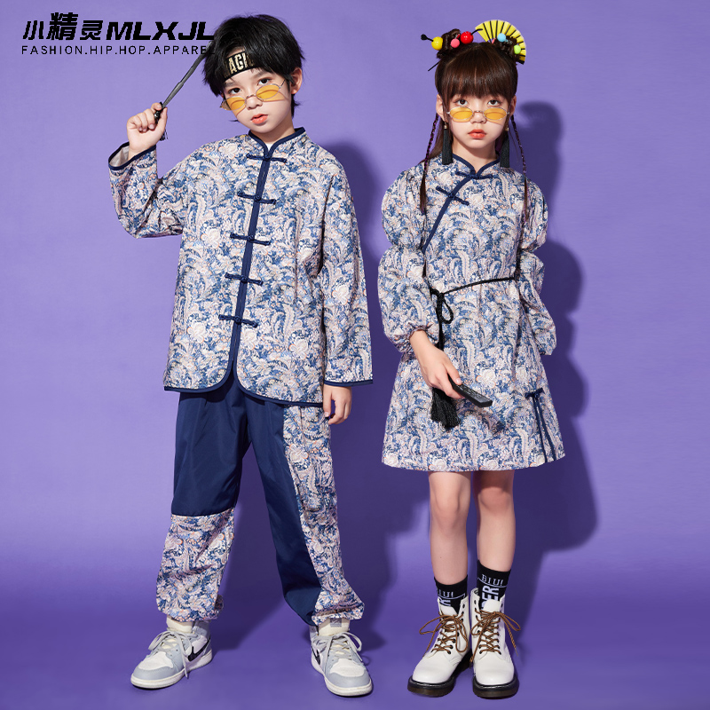 儿童国潮演出服幼儿n幼儿园运动会表演服中国风女童旗袍舞蹈服班