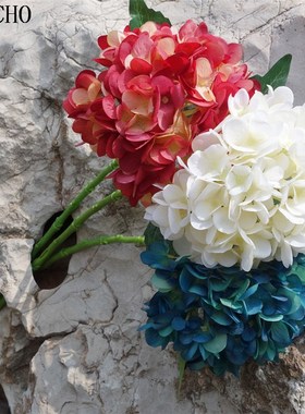 1Pc Big Artificial Hydrangea Flowers Branch Silk Fake Flore