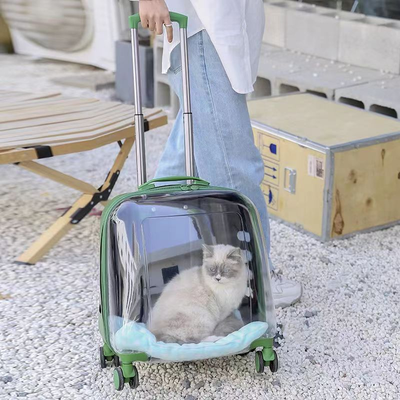 宠物拉杆箱猫包外出便携猫咪行李箱透H明大号猫咪小推车狗狗太空