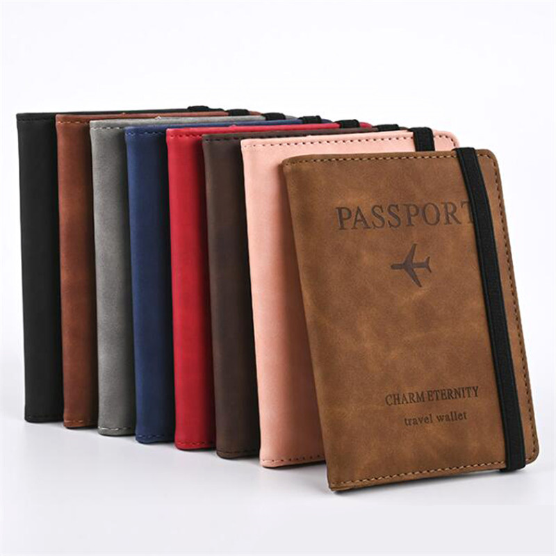 新品Women Men RFID Vintage Business Passport Covers Holder M