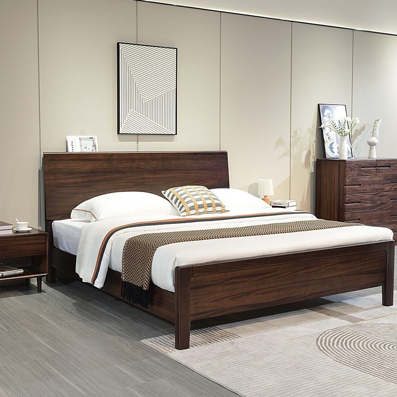 全实木床南美黑胡桃木现代简约1.8米主卧双人床1.5储物原木新中式,住宅家具,实木床,淘宝优惠券,粉丝福利购,淘宝优惠卷