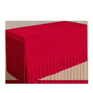 定制会议桌布绒布纯色会议室桌布展会办公长方形桌套红色白色桌裙