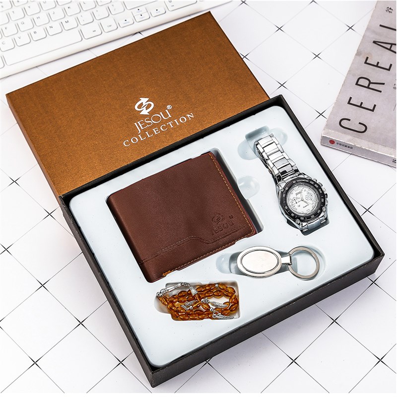 速发Quartz Wrist Watch Wallet Men Gift Set for Dad Boy frien