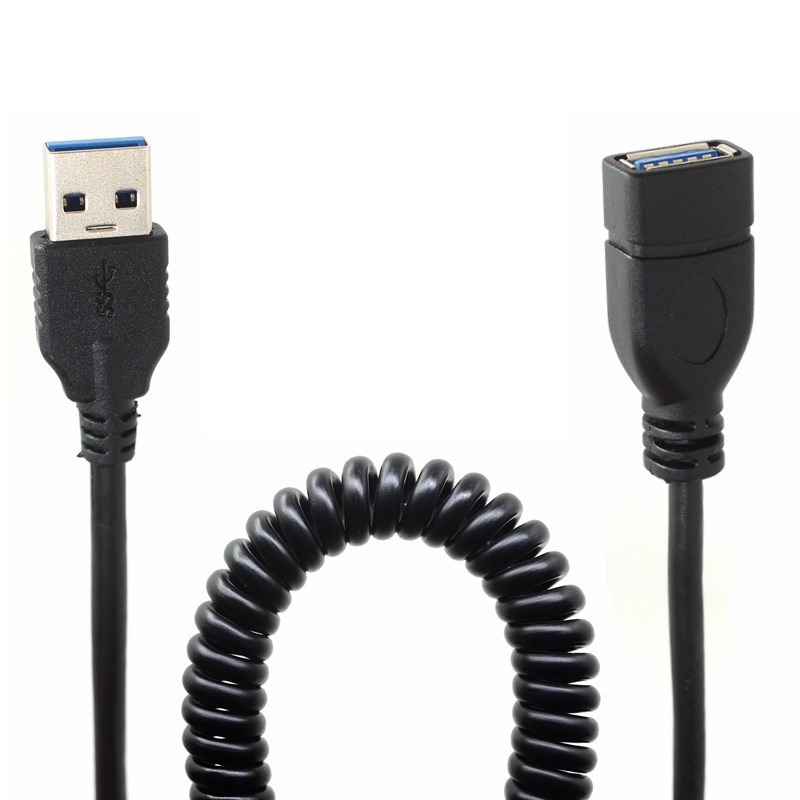 Spiral Coil iUSB Cable USB 3.0 Male to Female Extension Cord