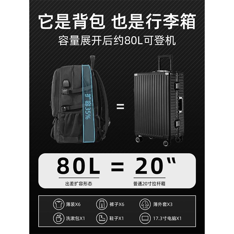 旅行包男款超大容量双肩包书包出差行李女士旅游背包户外防水登山