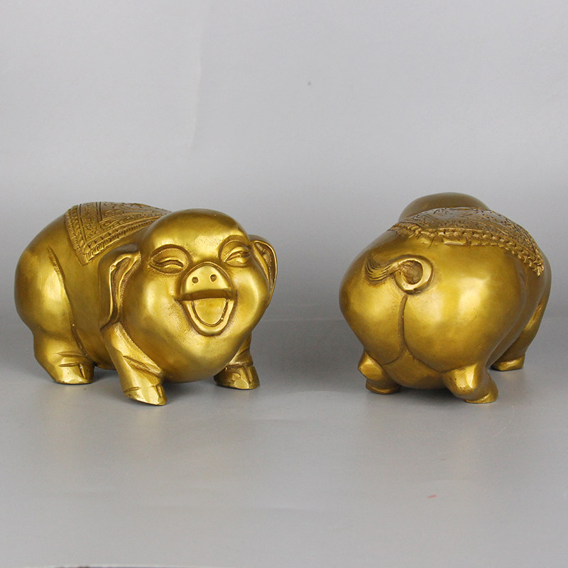 纯铜猪摆件金猪纳福猪十二生肖猪可爱金钱猪聚宝盆猪家居酒柜装饰,家居饰品,装饰摆件,淘宝优惠券,粉丝福利购,淘宝优惠卷