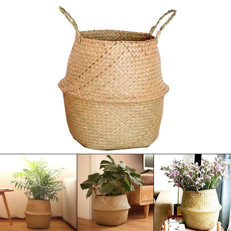 推荐Hanging Flower Pot Seagrass Balcony Basket Rattan Plant