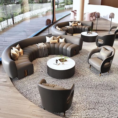 北欧休闲弧形卡座美容院服装店酒店大堂酒吧会所洽谈会客沙发组合