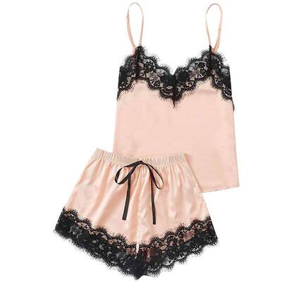 推荐Slk DEUiSleep Suty Women Sex Lace Satin Piajamas Set V N