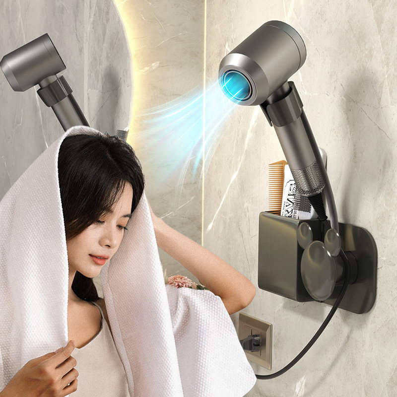 新款枪灰卫生间懒人吹风机支架免手拿风筒浴室电吹风置物架壁挂免,家庭/个人清洁工具,吹风机置物架,淘宝优惠券,粉丝福利购,淘宝优惠卷