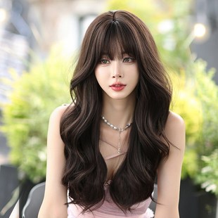 假发女长发齐刘海长卷发全头套式大波浪仿全真人发自然整顶假发套