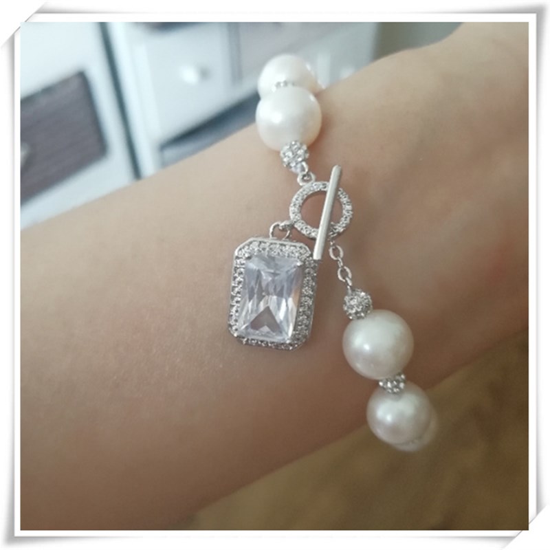 一米 天然淡水珍珠9-11近圆  OTO扣 陶瓷钻球 手链