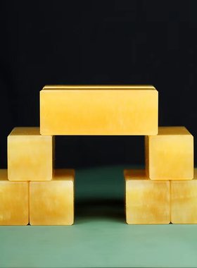 【黄玉砖8块】厨房厕所西北化解用品天然米黄玉四方块长方体摆件