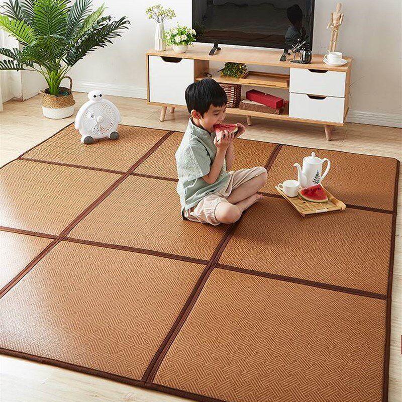 爬爬垫凉席d小孩爬行垫铺地面的垫子懒人榻榻米地垫卧室客厅打地