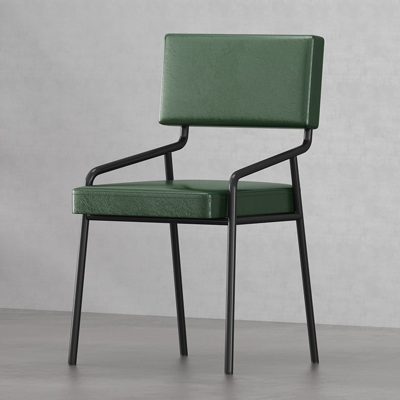 北欧简约皮革餐厅咖啡厅金属餐椅咖啡店椅子铁艺工业风靠背休闲椅