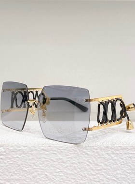 方形无框太阳眼镜女款2287麻绳编织镜腿遮阳墨镜男款圆脸银粉金灰