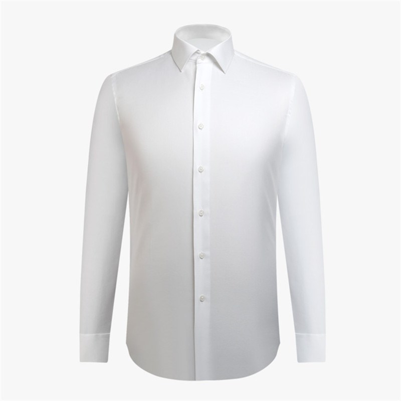 全棉白色网格提花时尚面料液氨免烫衬衫面料工作服职业装抗皱面料