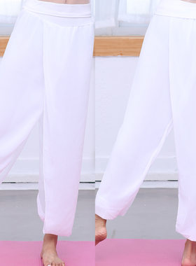 新款瑜伽服舞韵瑜珈服白色黑色雪纺舞蹈衣健身服女纱裤
