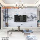 2024年岩板电视背景墙800x2600玄关客厅沙发山水画影视墙电视柜