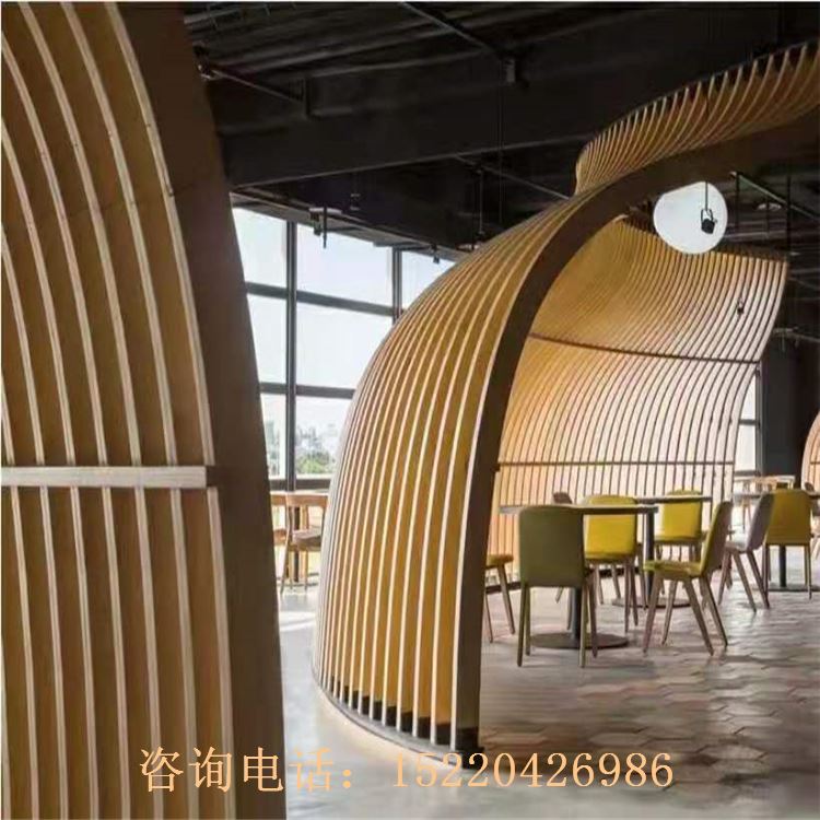 定制合金吊顶异型装饰方管艺术拉弯工艺木纹波浪方通金属天花