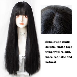 Female Long HOUYAN Wig Black Synthetic 推荐 Hair Bla Straight