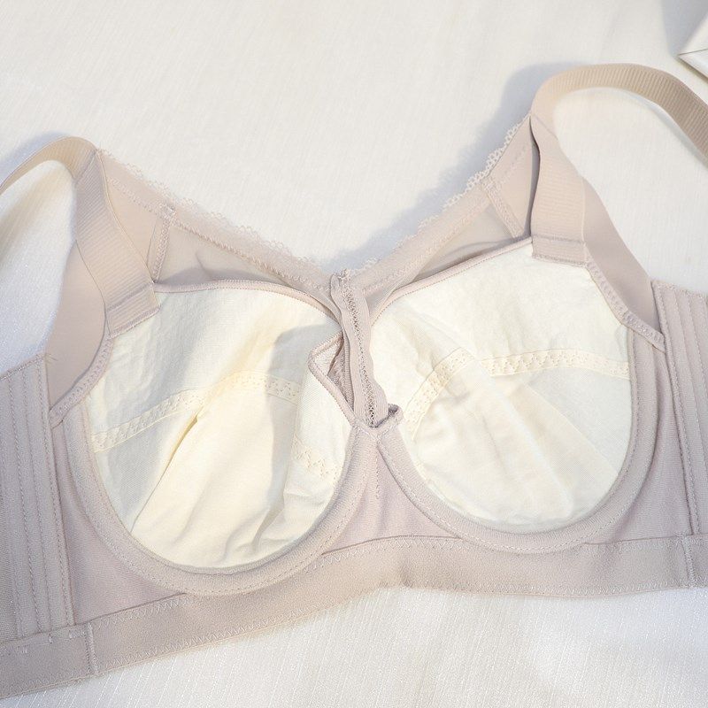 2024大胸显小全罩杯文胸有软钢圈聚拢内衣女薄款大码宽肩带四排扣