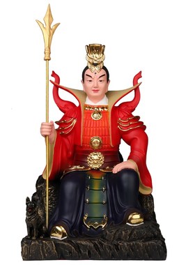 二郎神杨戬神像家用供奉摆件树脂佛像站坐二郎真君哮天犬天神将军