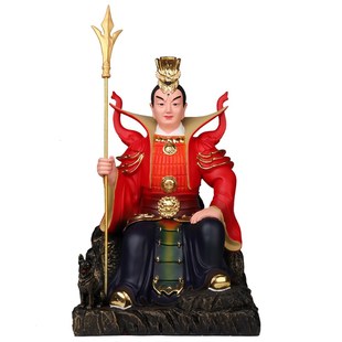 二郎神杨戬神像家用供奉摆件树脂佛像站坐二郎真君哮天犬天神将军