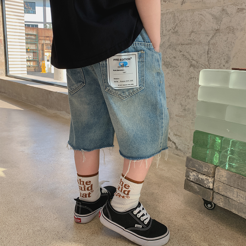 男童短裤夏装2023新款中小童洋气牛仔中裤儿童休闲五X分裤子韩版