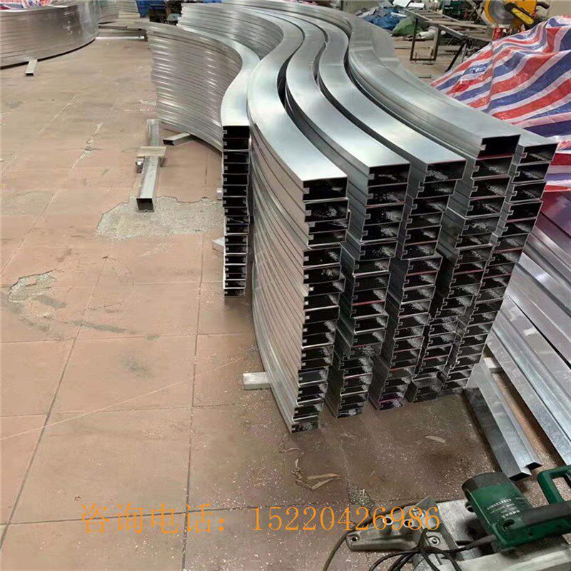 新品定制铝合金i型材异型吊顶弧形铝方通生态木纹拉弯铝方管造i.