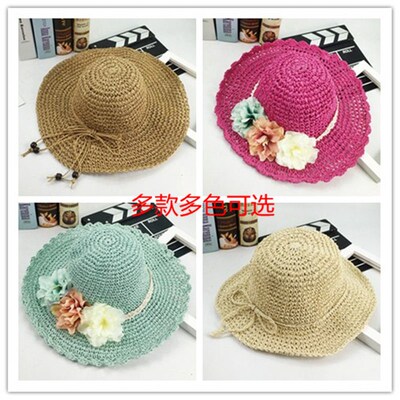 女童草帽9岁夏季3公主帽5儿童遮阳帽子6I小女孩太阳帽8沙滩帽7凉