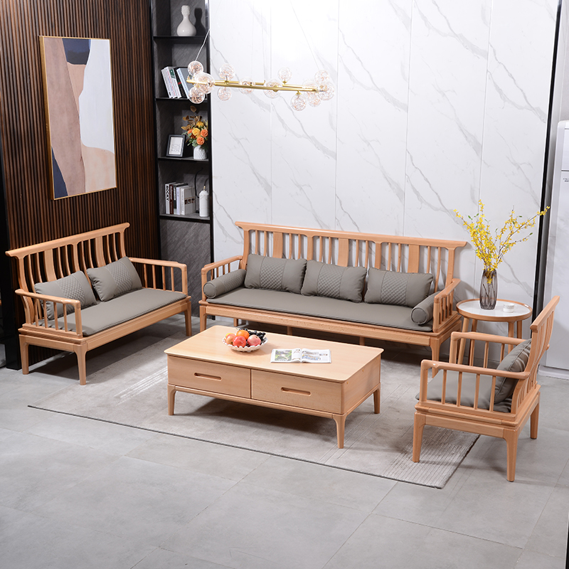 尚木 实木沙发客厅组合原木质简约现代中式小户型全榉木沙发