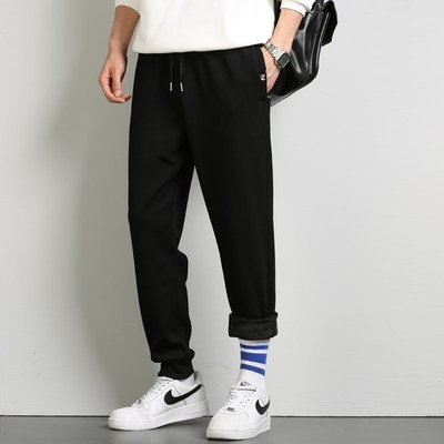 纯棉秋冬款加绒加厚休闲长裤子春秋男款卫裤冬季宽松保暖运动裤男