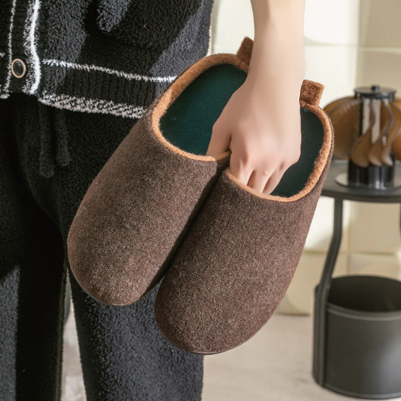 可拆卸棉拖鞋2023新款男士简约厚底加厚防水防滑外穿低包跟棉鞋