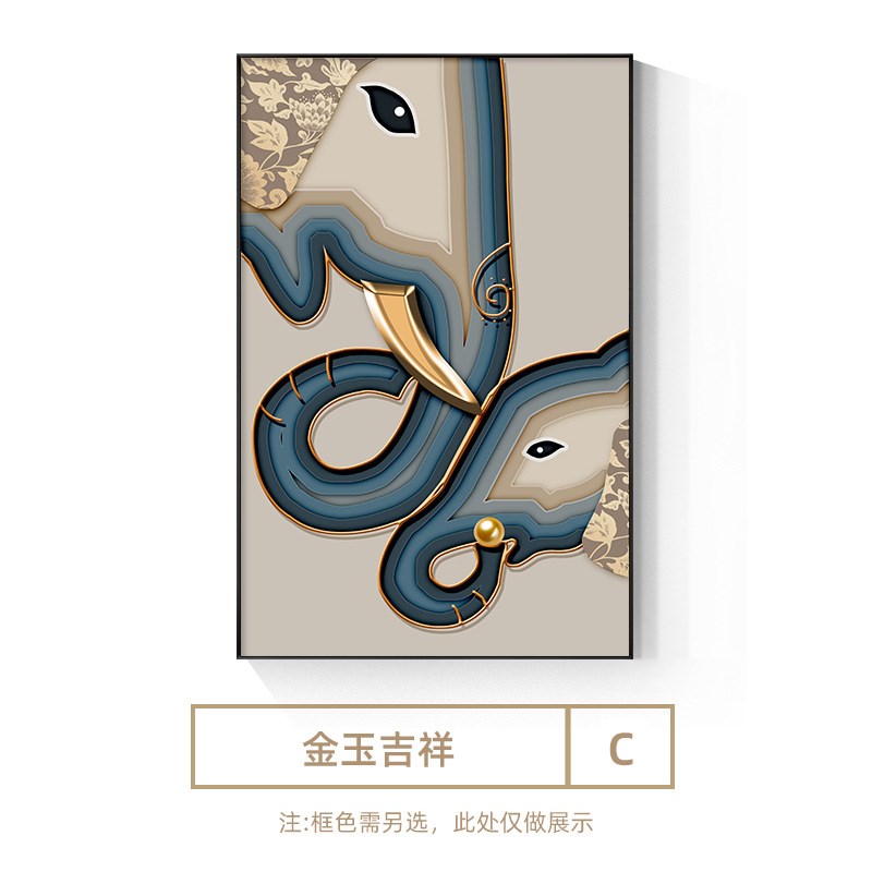创意动物装饰画玄关现代轻奢客厅落地画走廊过道一整幅墙壁挂画图片