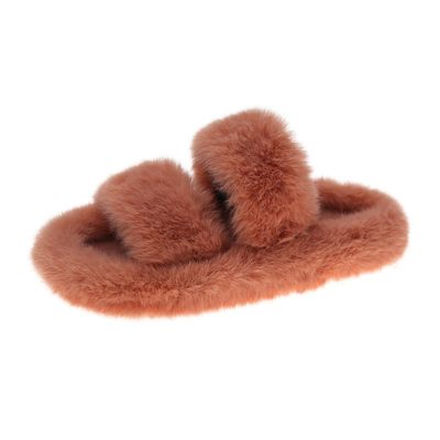 推荐Winter Women Slippers Faux Fur Home Cozy Furry Slides Sh