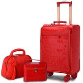 结婚箱子新娘陪嫁箱 喜庆红色皮箱 婚庆拉杆箱旅行箱嫁妆箱子