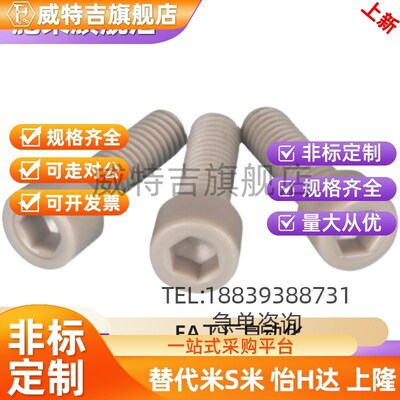 TAB01-M3M4M5M6耐高温PEEK塑料螺丝耐腐蚀内六角螺丝PEKB树脂螺栓