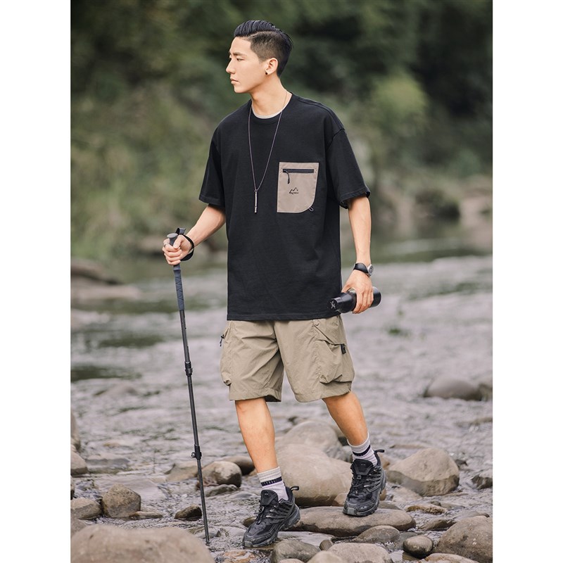 OW线上商店 男夏季户外直筒机能五分裤 山系宽松大口袋工装短裤潮