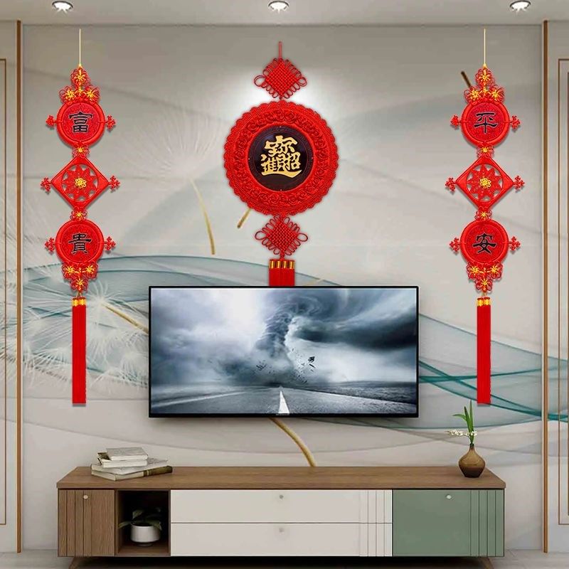2024龙年中国结挂件客厅高档挂饰真桃木福字入户门乔迁过年装饰