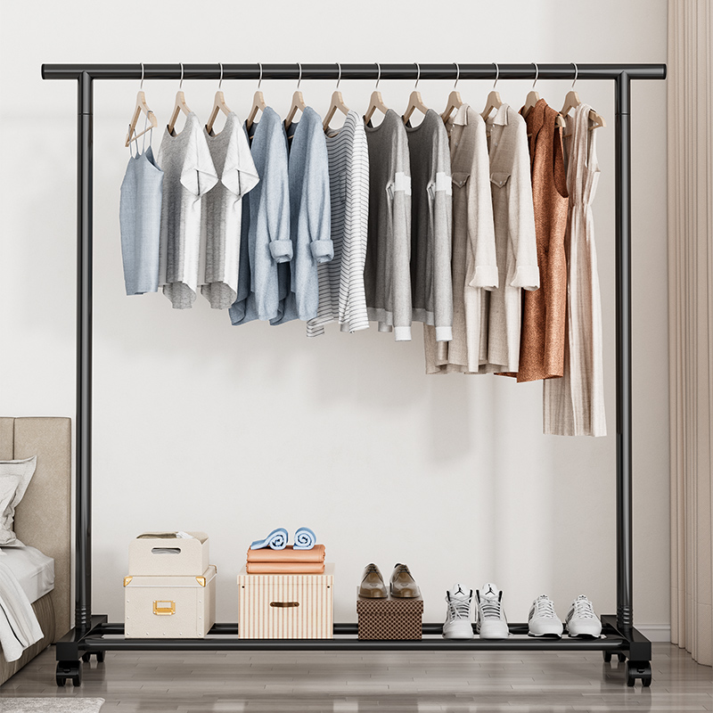 晾衣架落地室内挂衣架卧室单杆衣服架子家用晒衣架宿舍简易衣帽架