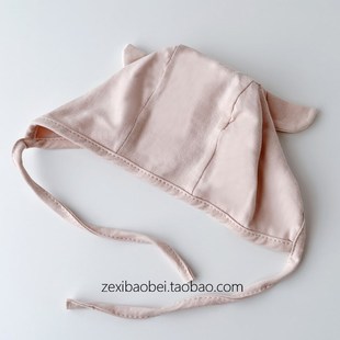 新生儿帽子春秋薄款初生婴儿胎帽可爱超萌小月龄宝宝护耳帽男女宝
