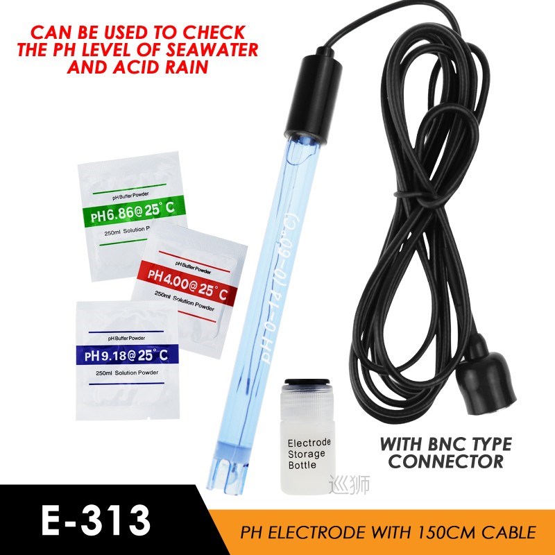 pH Electrode BNC Type Probe w/ Calibration Powder(pH4.00/pH6